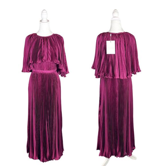 Mac Duggal Pleated Caplet Tea Length Dress 2 NWT - Picture 2 of 11